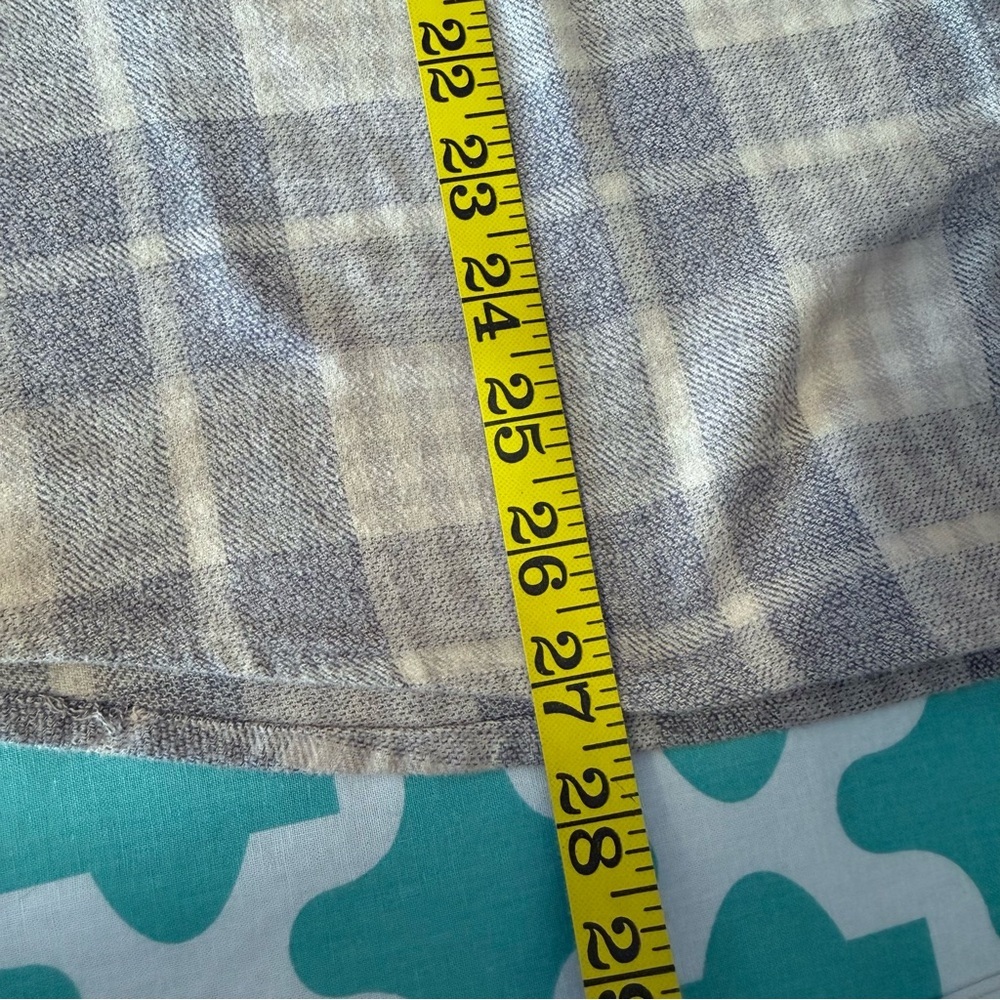Upcycled Grey Plaid Flannel Shirt stenciled Wing Design tea dyed sz Large - Picture 11 of 11
